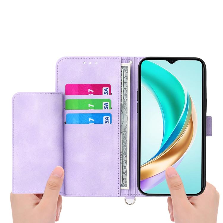 Skin Feel Flowers Embossed Wallet Leather Phone Case, For Honor 400 Lite Global, For Honor 400 Global 156.5mm, For Honor X8c 4G, For Honor X9c Global / Magic7 Lite