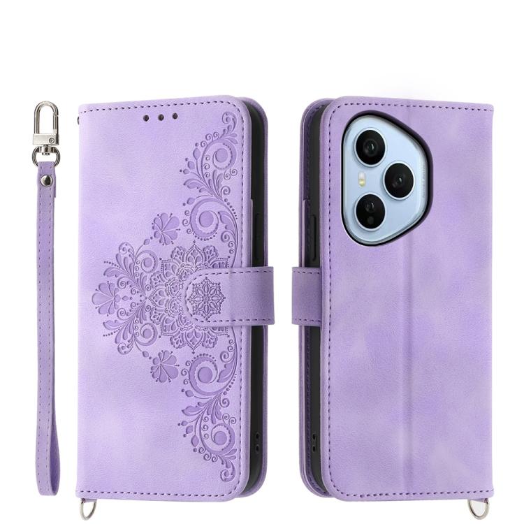 Skin Feel Flowers Embossed Wallet Leather Phone Case, For Honor 400 Lite Global, For Honor 400 Global 156.5mm, For Honor X8c 4G, For Honor X9c Global / Magic7 Lite