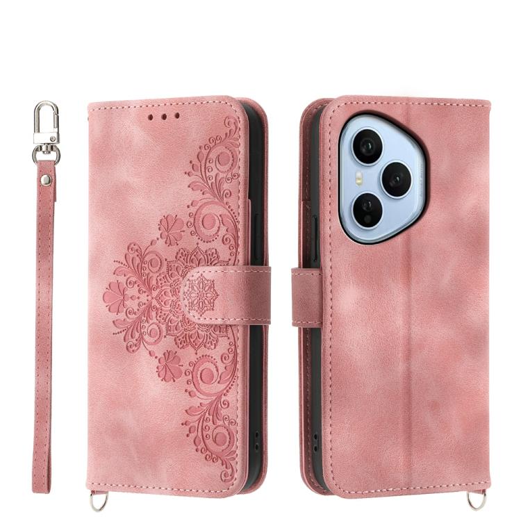 Skin Feel Flowers Embossed Wallet Leather Phone Case, For Honor 400 Lite Global, For Honor 400 Global 156.5mm, For Honor X8c 4G, For Honor X9c Global / Magic7 Lite