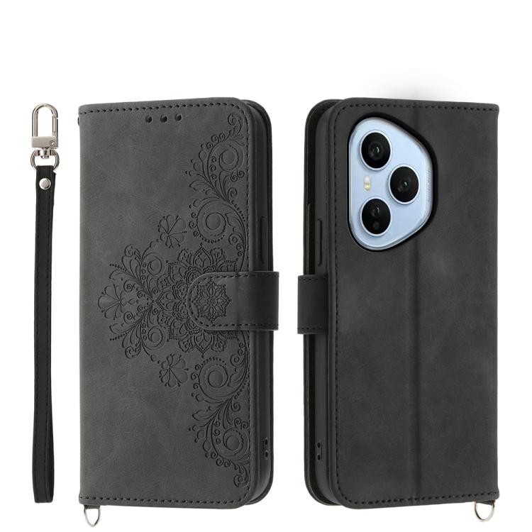 Skin Feel Flowers Embossed Wallet Leather Phone Case, For Honor 400 Lite Global, For Honor 400 Global 156.5mm, For Honor X8c 4G, For Honor X9c Global / Magic7 Lite