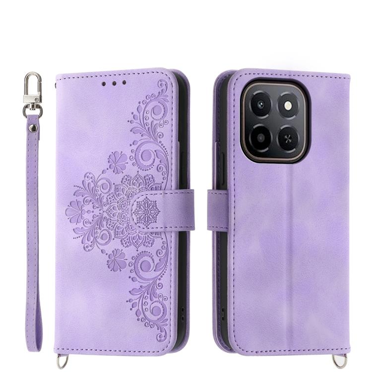 Skin Feel Flowers Embossed Wallet Leather Phone Case, For Honor X9d 5G / X70 5G, For Honor X6c 4G / X5b / X5b Plus, For Honor 400 Pro Global 160.8mm, For Honor 400 Lite Global