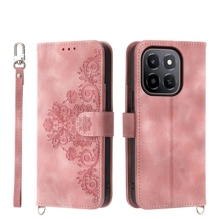 Skin Feel Flowers Embossed Wallet Leather Phone Case, For Honor X9d 5G / X70 5G, For Honor X6c 4G / X5b / X5b Plus, For Honor 400 Pro Global 160.8mm, For Honor 400 Lite Global