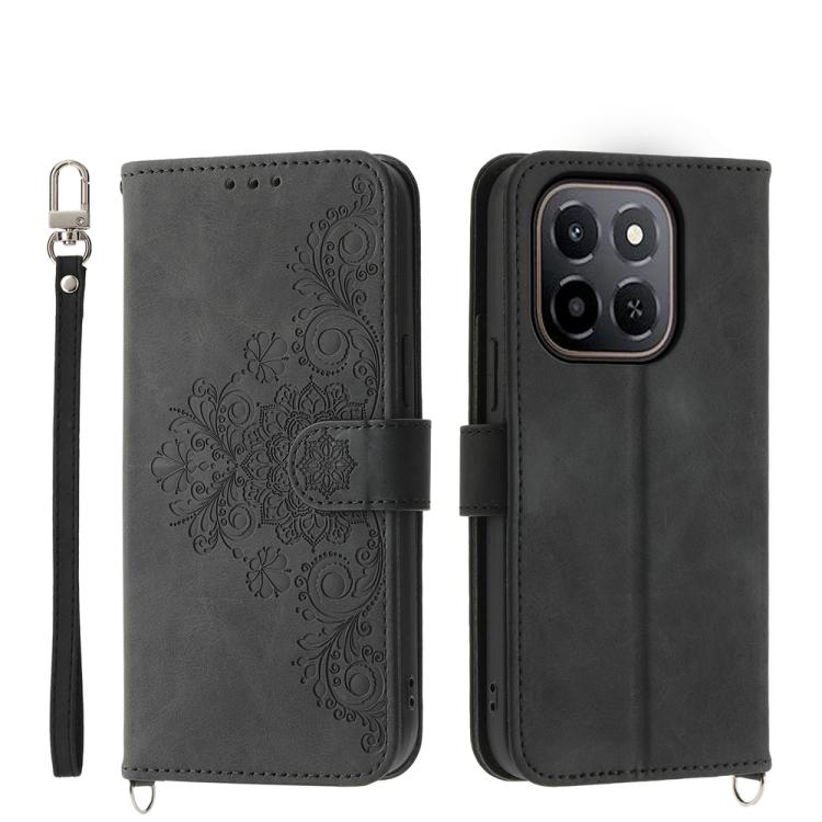 Skin Feel Flowers Embossed Wallet Leather Phone Case, For Honor X9d 5G / X70 5G, For Honor X6c 4G / X5b / X5b Plus, For Honor 400 Pro Global 160.8mm, For Honor 400 Lite Global