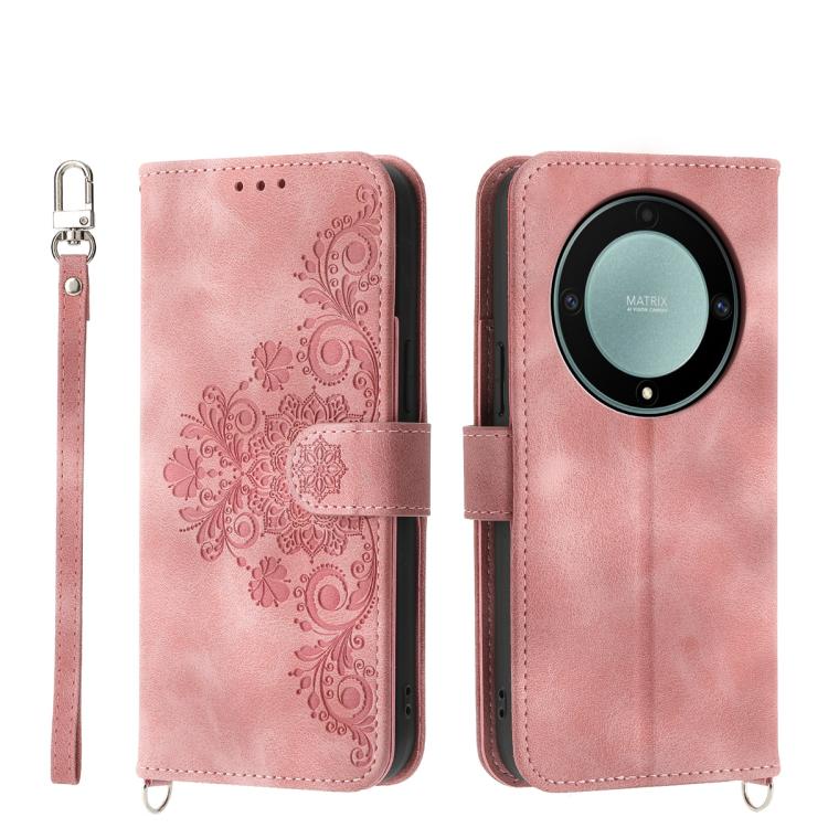 Skin Feel Flowers Embossed Wallet Leather Phone Case, For Honor X9d 5G / X70 5G, For Honor X6c 4G / X5b / X5b Plus, For Honor 400 Pro Global 160.8mm, For Honor 400 Lite Global