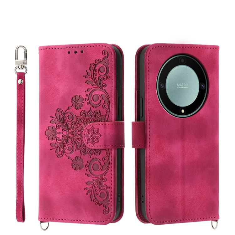 Skin Feel Flowers Embossed Wallet Leather Phone Case, For Honor X9d 5G / X70 5G, For Honor X6c 4G / X5b / X5b Plus, For Honor 400 Pro Global 160.8mm, For Honor 400 Lite Global