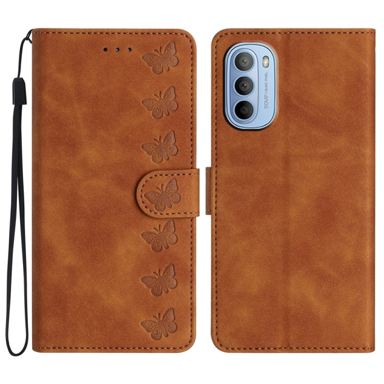 Seven Butterflies Embossed Leather Phone Case, For Motorola Moto G73, For Motorola Moto E22, For Motorola Moto G42, For Motorola Moto G62