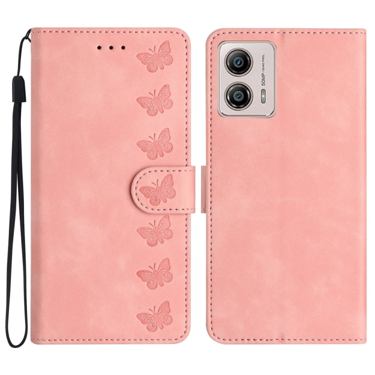 Seven Butterflies Embossed Leather Phone Case, For Motorola Moto G73, For Motorola Moto E22, For Motorola Moto G42, For Motorola Moto G62