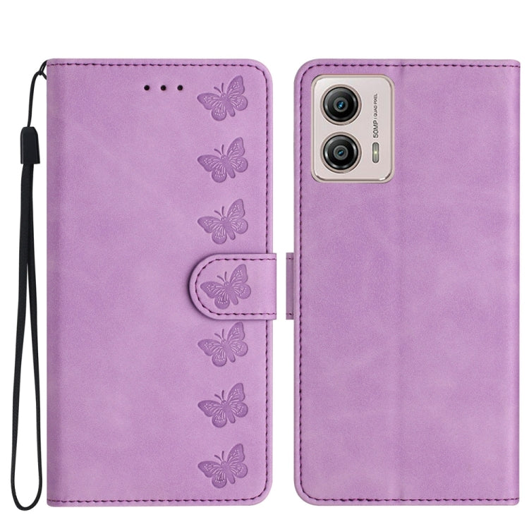 Seven Butterflies Embossed Leather Phone Case, For Motorola Moto G73, For Motorola Moto E22, For Motorola Moto G42, For Motorola Moto G62