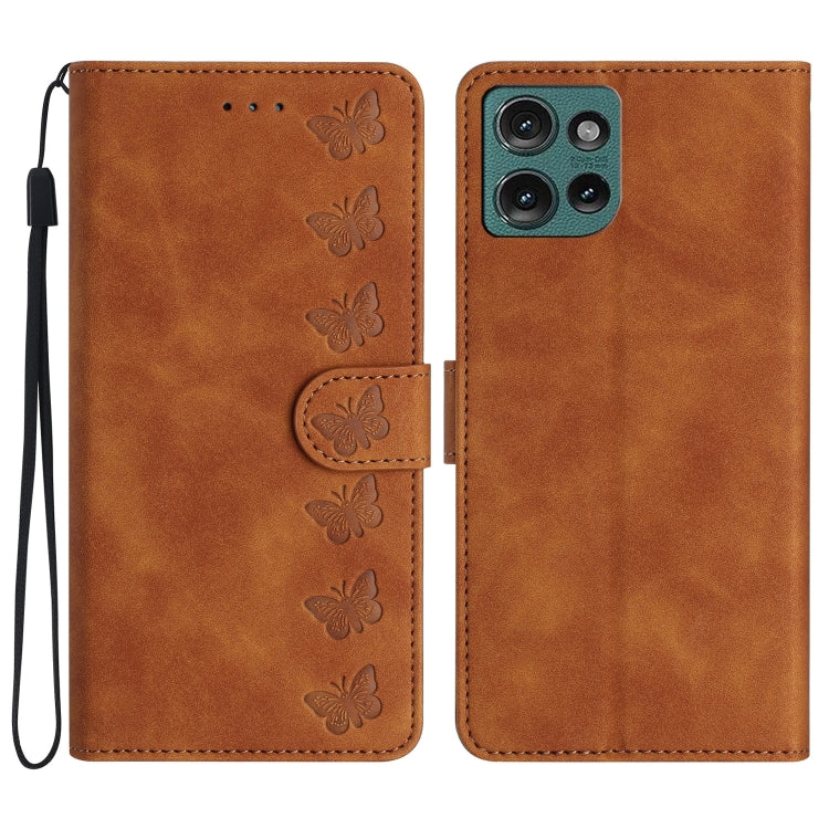 Seven Butterflies Embossed Leather Phone Case, For Motorola Moto E15, For Motorola Moto G05, For Motorola Moto G15, For Motorola Edge 50 5G