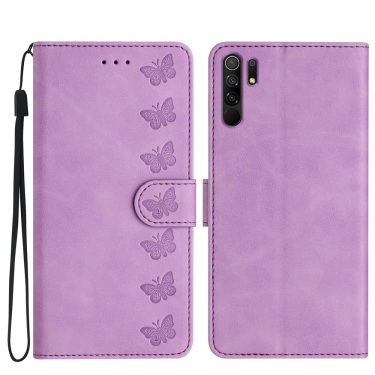 Seven Butterflies Embossed Leather Phone Case, For Xiaomi Redmi Note 10 5G, For Xiaomi Redmi 9A, For Xiaomi Redmi 9, For Xiaomi Redmi 9C