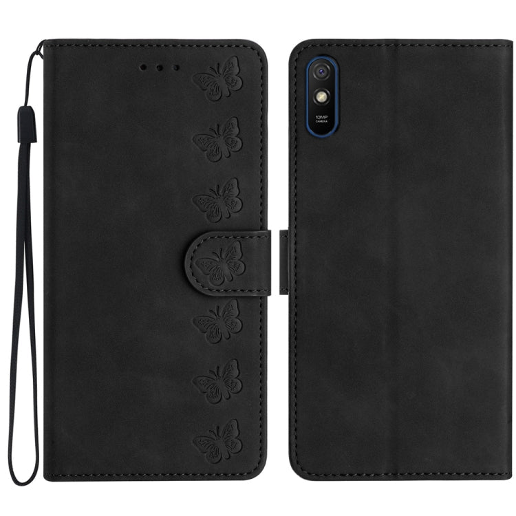 Seven Butterflies Embossed Leather Phone Case, For Xiaomi Redmi Note 10 5G, For Xiaomi Redmi 9A, For Xiaomi Redmi 9, For Xiaomi Redmi 9C