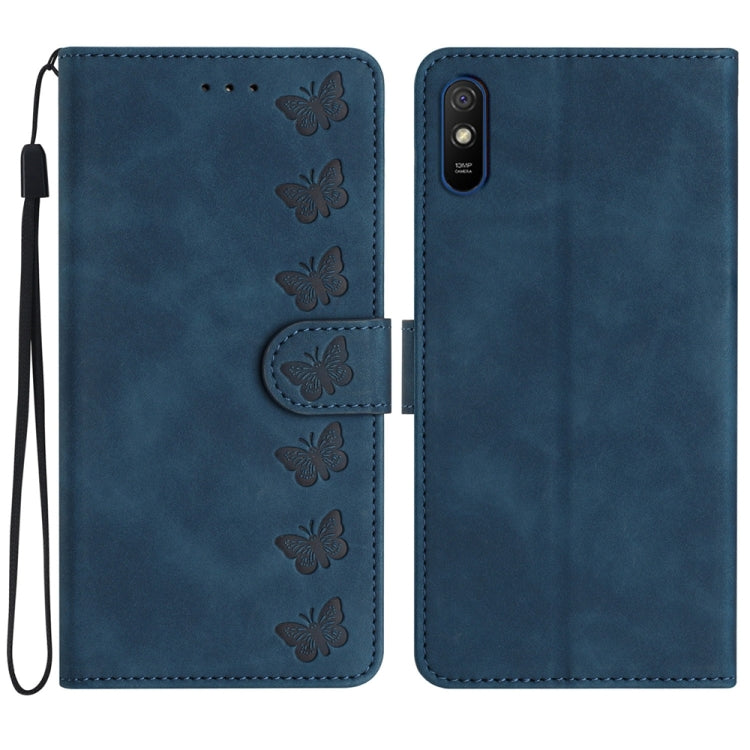 Seven Butterflies Embossed Leather Phone Case, For Xiaomi Redmi Note 10 5G, For Xiaomi Redmi 9A, For Xiaomi Redmi 9, For Xiaomi Redmi 9C