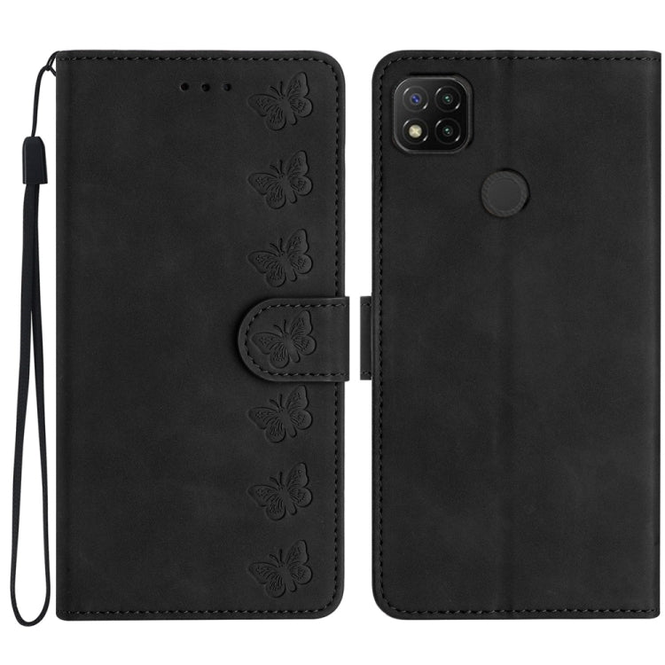 Seven Butterflies Embossed Leather Phone Case, For Xiaomi Redmi Note 10 5G, For Xiaomi Redmi 9A, For Xiaomi Redmi 9, For Xiaomi Redmi 9C