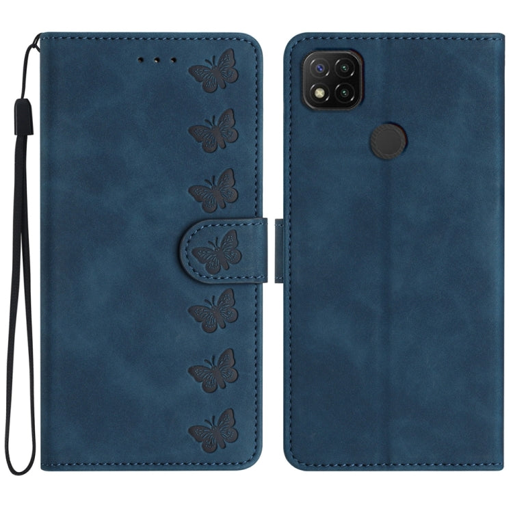 Seven Butterflies Embossed Leather Phone Case, For Xiaomi Redmi Note 10 5G, For Xiaomi Redmi 9A, For Xiaomi Redmi 9, For Xiaomi Redmi 9C