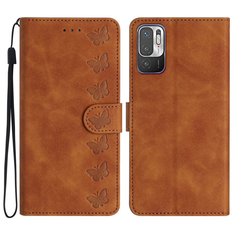 Seven Butterflies Embossed Leather Phone Case, For Xiaomi Redmi Note 10 5G, For Xiaomi Redmi 9A, For Xiaomi Redmi 9, For Xiaomi Redmi 9C