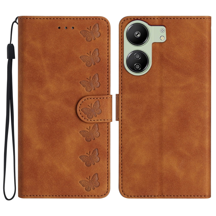 Seven Butterflies Embossed Leather Phone Case, For Xiaomi Redmi 13C 4G, For Xiaomi 13T, For Xiaomi Mi 11 Lite, For Xiaomi Redmi Note 12 Pro 5G Global