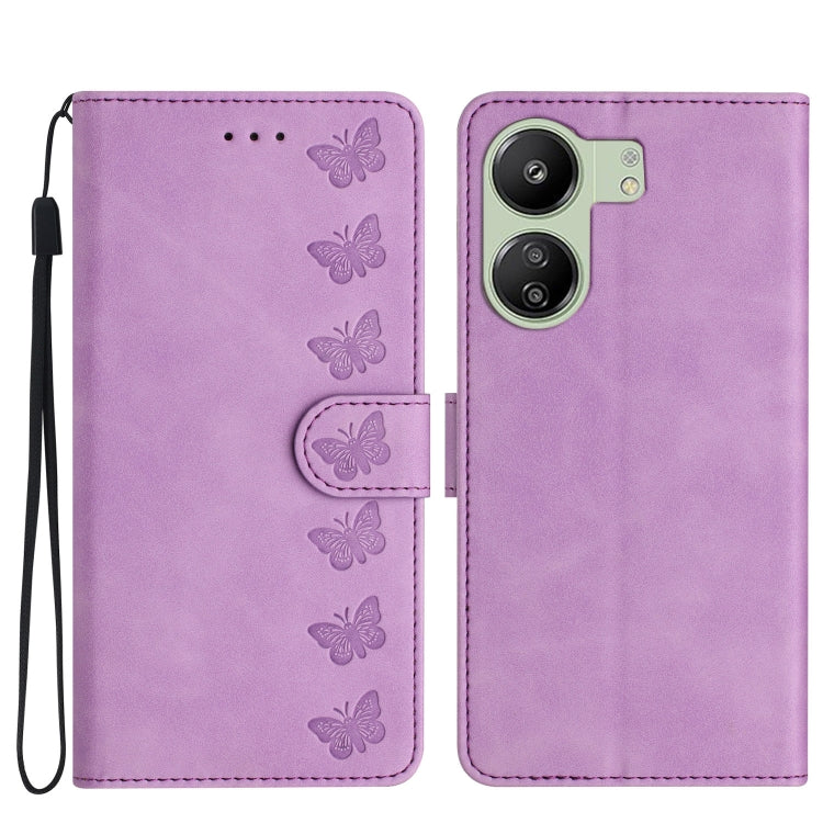 Seven Butterflies Embossed Leather Phone Case, For Xiaomi Redmi 13C 4G, For Xiaomi 13T, For Xiaomi Mi 11 Lite, For Xiaomi Redmi Note 12 Pro 5G Global