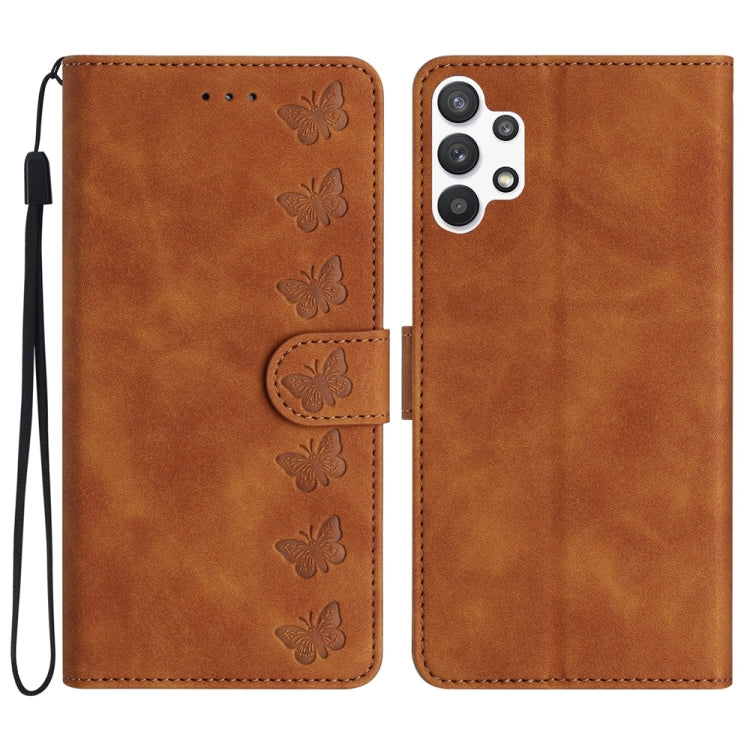 Seven Butterflies Embossed Leather Phone Case, For Samsung Galaxy A32 5G, For Samsung Galaxy A33 5G, For Samsung Galaxy A34, For Samsung Galaxy A40