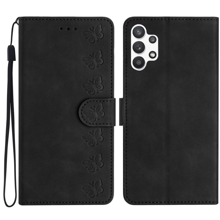 Seven Butterflies Embossed Leather Phone Case, For Samsung Galaxy A32 5G, For Samsung Galaxy A33 5G, For Samsung Galaxy A34, For Samsung Galaxy A40