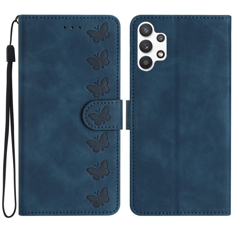Seven Butterflies Embossed Leather Phone Case, For Samsung Galaxy A32 5G, For Samsung Galaxy A33 5G, For Samsung Galaxy A34, For Samsung Galaxy A40