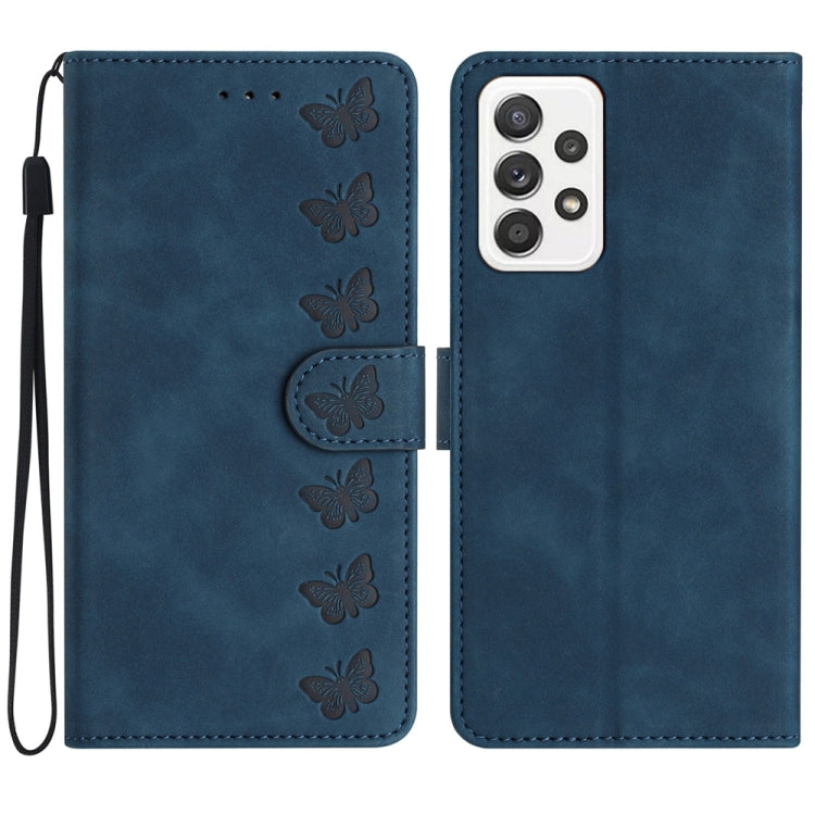 Seven Butterflies Embossed Leather Phone Case, For Samsung Galaxy A32 5G, For Samsung Galaxy A33 5G, For Samsung Galaxy A34, For Samsung Galaxy A40