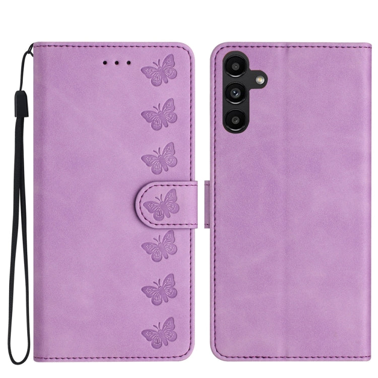 Seven Butterflies Embossed Leather Phone Case, For Samsung Galaxy A32 5G, For Samsung Galaxy A33 5G, For Samsung Galaxy A34, For Samsung Galaxy A40