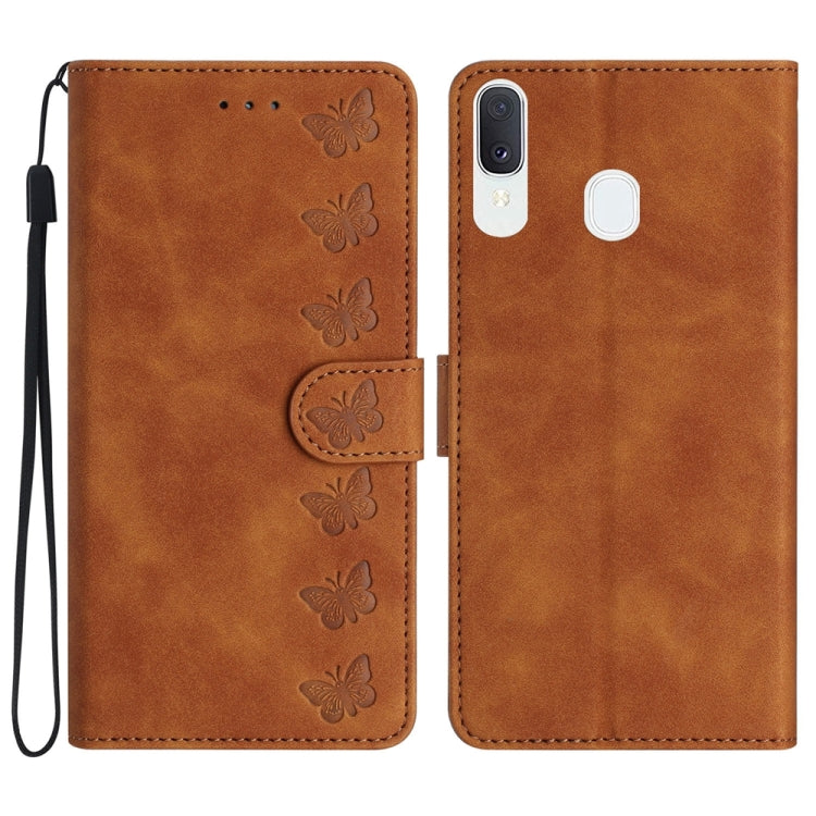Seven Butterflies Embossed Leather Phone Case, For Samsung Galaxy A32 5G, For Samsung Galaxy A33 5G, For Samsung Galaxy A34, For Samsung Galaxy A40
