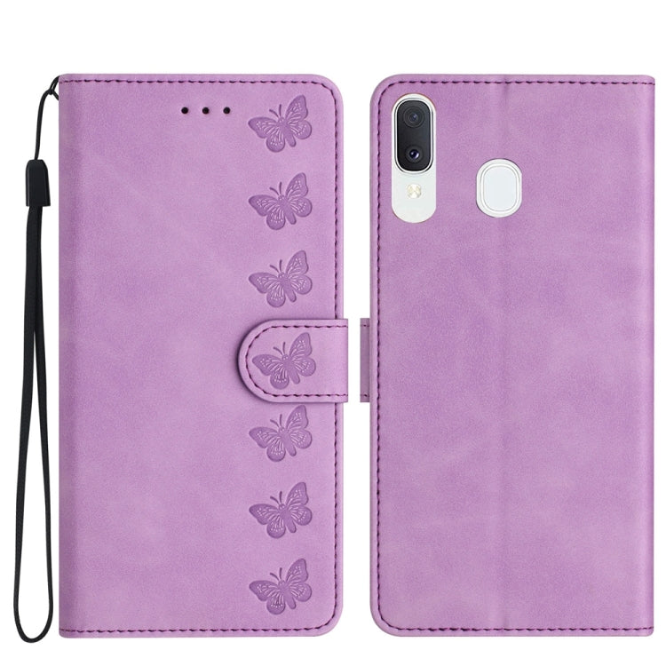 Seven Butterflies Embossed Leather Phone Case, For Samsung Galaxy A32 5G, For Samsung Galaxy A33 5G, For Samsung Galaxy A34, For Samsung Galaxy A40