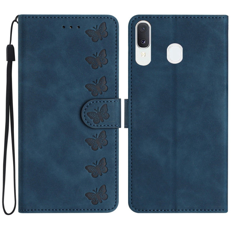 Seven Butterflies Embossed Leather Phone Case, For Samsung Galaxy A32 5G, For Samsung Galaxy A33 5G, For Samsung Galaxy A34, For Samsung Galaxy A40