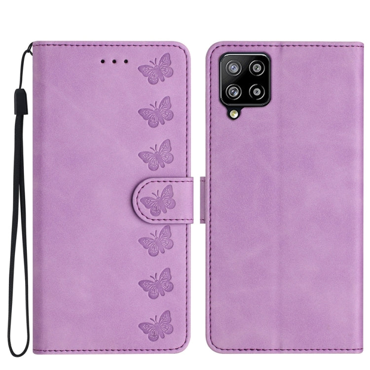 Seven Butterflies Embossed Leather Phone Case, For Samsung Galaxy A41, For Samsung Galaxy A42 5G, For Samsung Galaxy A50, For Samsung Galaxy A51