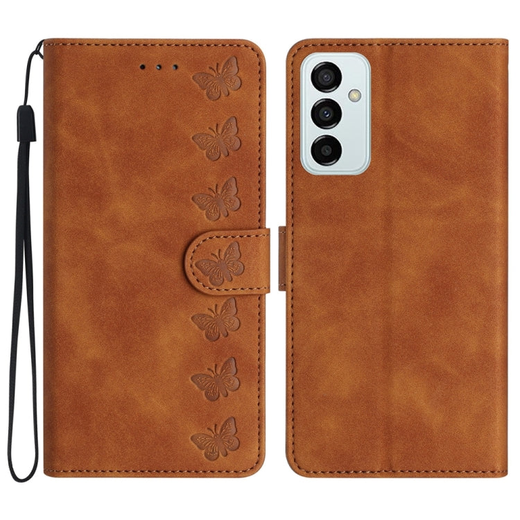 Seven Butterflies Embossed Leather Phone Case, For Samsung Galaxy A71, For Samsung Galaxy A72 5G, For Samsung Galaxy A73 5G, For Samsung Galaxy M23