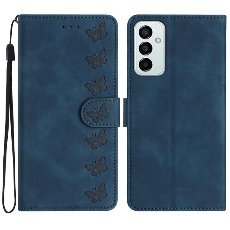 Seven Butterflies Embossed Leather Phone Case, For Samsung Galaxy A71, For Samsung Galaxy A72 5G, For Samsung Galaxy A73 5G, For Samsung Galaxy M23
