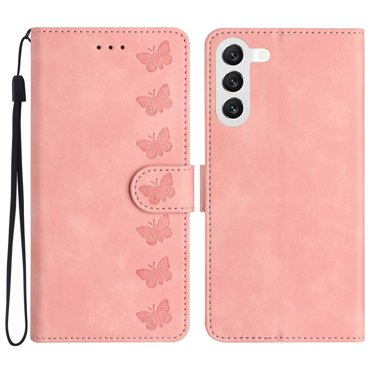 Seven Butterflies Embossed Leather Phone Case, For Samsung Galaxy A20 / A30, For Samsung Galaxy A20e, For Samsung Galaxy A20s, For Samsung Galaxy A22 4G