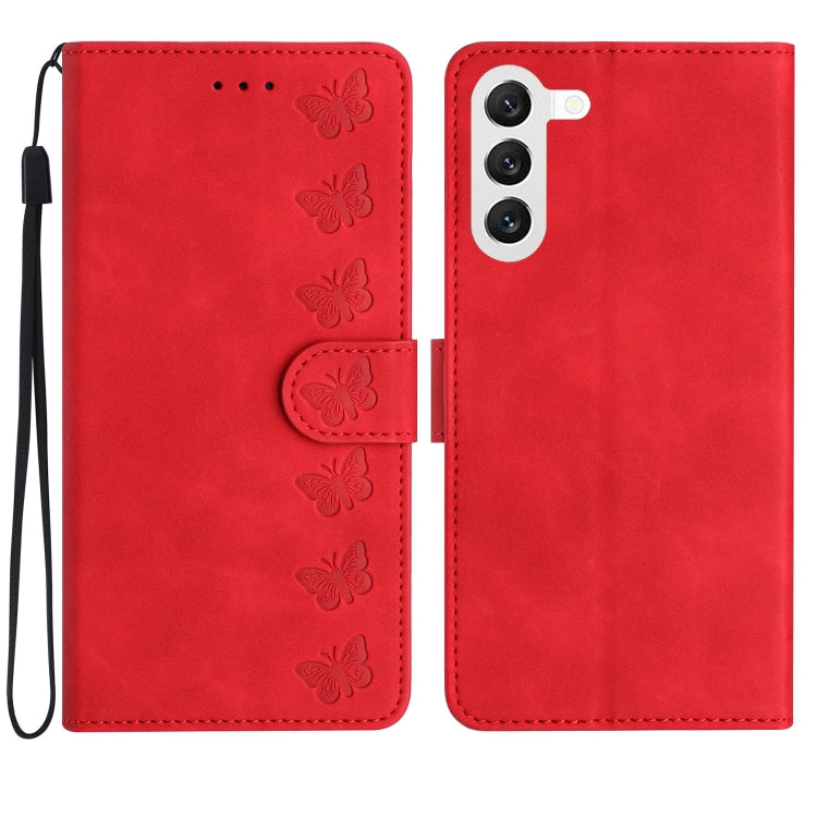 Seven Butterflies Embossed Leather Phone Case, For Samsung Galaxy A20 / A30, For Samsung Galaxy A20e, For Samsung Galaxy A20s, For Samsung Galaxy A22 4G