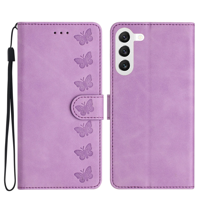 Seven Butterflies Embossed Leather Phone Case, For Samsung Galaxy A20 / A30, For Samsung Galaxy A20e, For Samsung Galaxy A20s, For Samsung Galaxy A22 4G