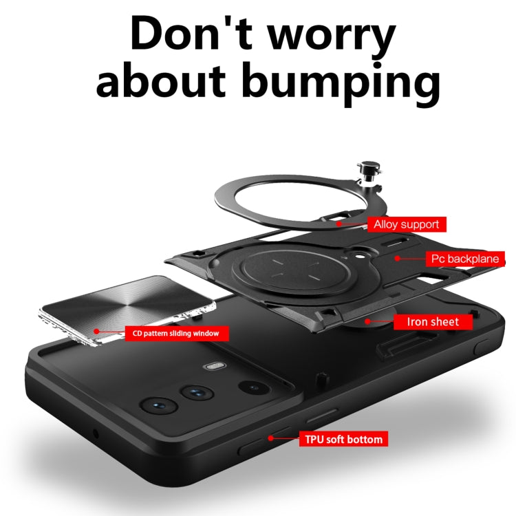 CD Texture Sliding Camshield Magnetic Holder Phone Case, For Xiaomi 13 Lite / Civi 2 5G, For Xiaomi 13 Pro, For Xiaomi 13, For Xiaomi 12T / 12T Pro