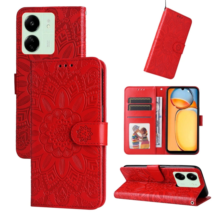 Embossed Sunflower Leather Phone Case, For Xiaomi Redmi 13C 4G, For Xiaomi Redmi Note13 Pro+ 5G Global, For Xiaomi Redmi Note13 Pro 5G Global, For Xiaomi 13T / Redmi K60 Ultra