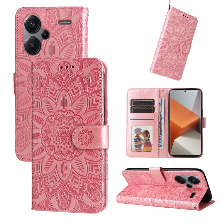 Embossed Sunflower Leather Phone Case, For Xiaomi Redmi 13C 4G, For Xiaomi Redmi Note13 Pro+ 5G Global, For Xiaomi Redmi Note13 Pro 5G Global, For Xiaomi 13T / Redmi K60 Ultra