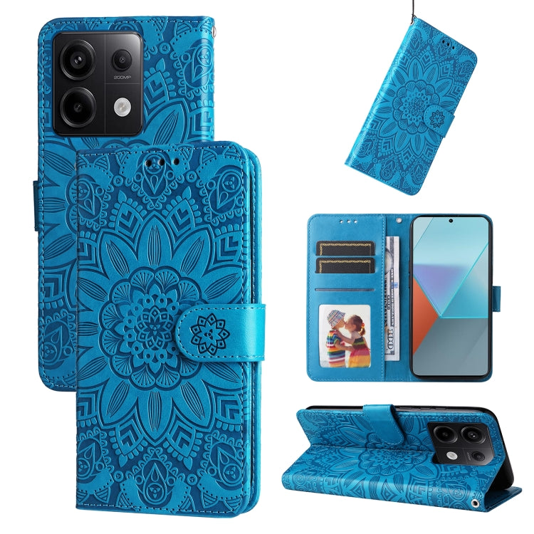 Embossed Sunflower Leather Phone Case, For Xiaomi Redmi 13C 4G, For Xiaomi Redmi Note13 Pro+ 5G Global, For Xiaomi Redmi Note13 Pro 5G Global, For Xiaomi 13T / Redmi K60 Ultra