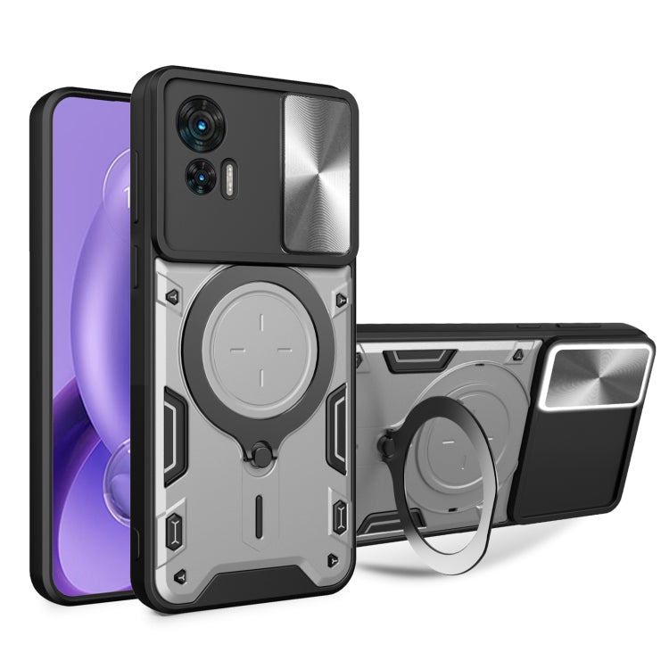 CD Texture Sliding Camshield Magnetic Holder Phone Case, For Motorola Moto G22 / E32, For Motorola Edge 30, For Motorola Edge 30 Pro, For Motorola Moto E20 / E30 / E40