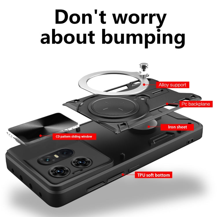 CD Texture Sliding Camshield Magnetic Holder Phone Case, For Motorola Edge 30 Fusion, For Motorola Edge 30 Neo, For Motorola Moto G62, For Motorola Edge 30 Ultra