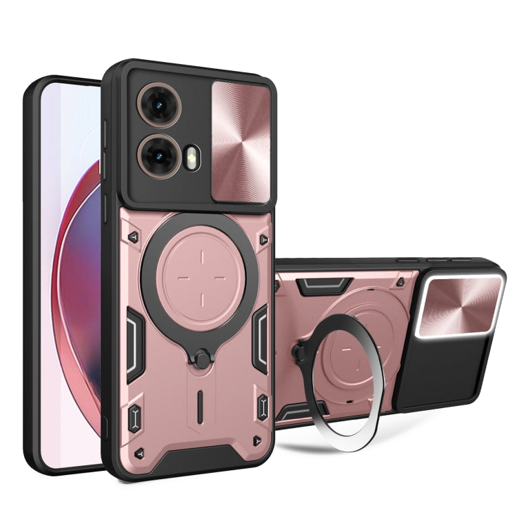 CD Texture Sliding Camshield Magnetic Holder Phone Case, For Motorola Edge 50 Pro Global, For Motorola Moto G24 Power, For Motorola Moto E13, For Motorola Moto E22 / E22i
