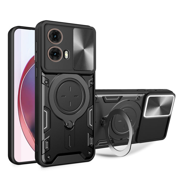 CD Texture Sliding Camshield Magnetic Holder Phone Case, For Motorola Edge 50 Pro Global, For Motorola Moto G24 Power, For Motorola Moto E13, For Motorola Moto E22 / E22i