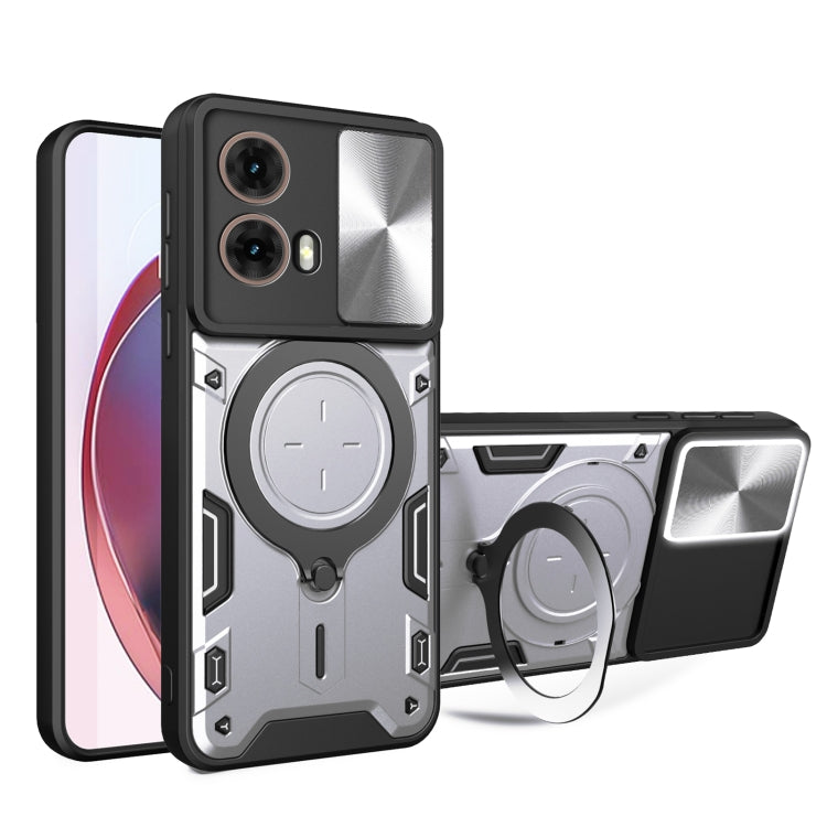 CD Texture Sliding Camshield Magnetic Holder Phone Case, For Motorola Edge 50 Pro Global, For Motorola Moto G24 Power, For Motorola Moto E13, For Motorola Moto E22 / E22i