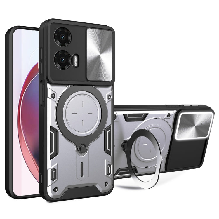 CD Texture Sliding Camshield Magnetic Holder Phone Case, For Motorola Edge 50 Pro Global, For Motorola Moto G24 Power, For Motorola Moto E13, For Motorola Moto E22 / E22i