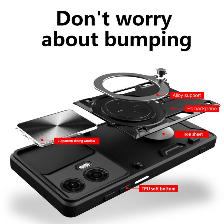 CD Texture Sliding Camshield Magnetic Holder Phone Case, For Motorola Edge 30 Fusion, For Motorola Edge 30 Neo, For Motorola Moto G62, For Motorola Edge 30 Ultra