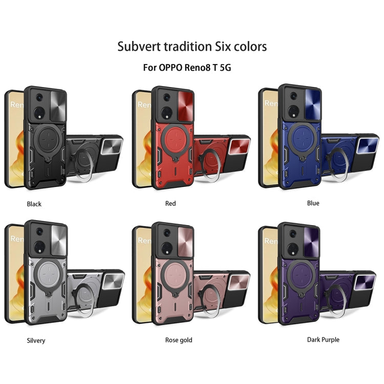 CD Texture Sliding Camshield Magnetic Holder Phone Case, For OPPO Reno8 T 5G, For OPPO A17 4G, For OPPO Reno8 Pro 5G, For OPPO Reno8 5G