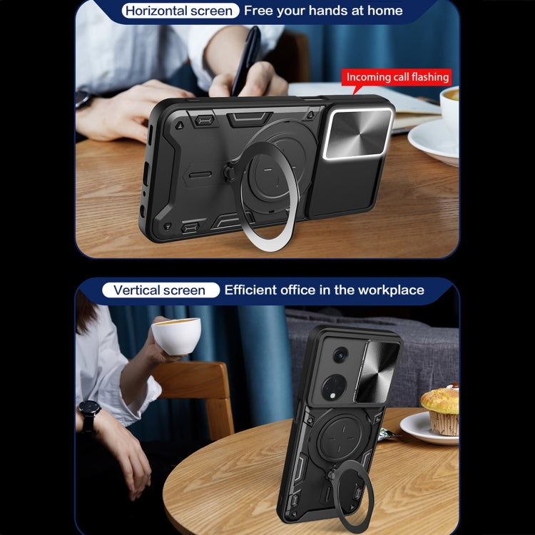 CD Texture Sliding Camshield Magnetic Holder Phone Case, For OPPO Reno8 T 5G, For OPPO A17 4G, For OPPO Reno8 Pro 5G, For OPPO Reno8 5G