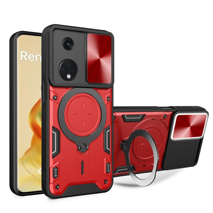 CD Texture Sliding Camshield Magnetic Holder Phone Case, For OPPO Reno8 T 5G, For OPPO A17 4G, For OPPO Reno8 Pro 5G, For OPPO Reno8 5G