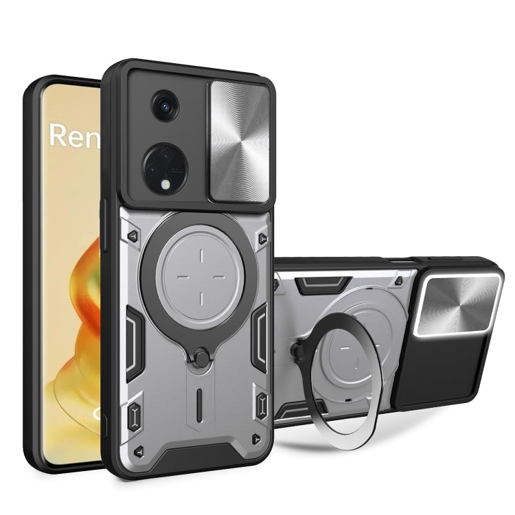 CD Texture Sliding Camshield Magnetic Holder Phone Case, For OPPO Reno8 T 5G, For OPPO A17 4G, For OPPO Reno8 Pro 5G, For OPPO Reno8 5G